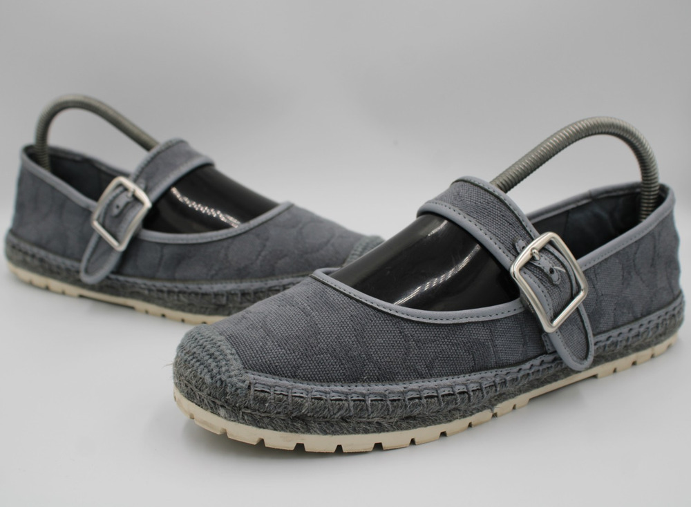 Size 9.5 - Coach Courtney Espadrille Signature Canvas Grey Blue